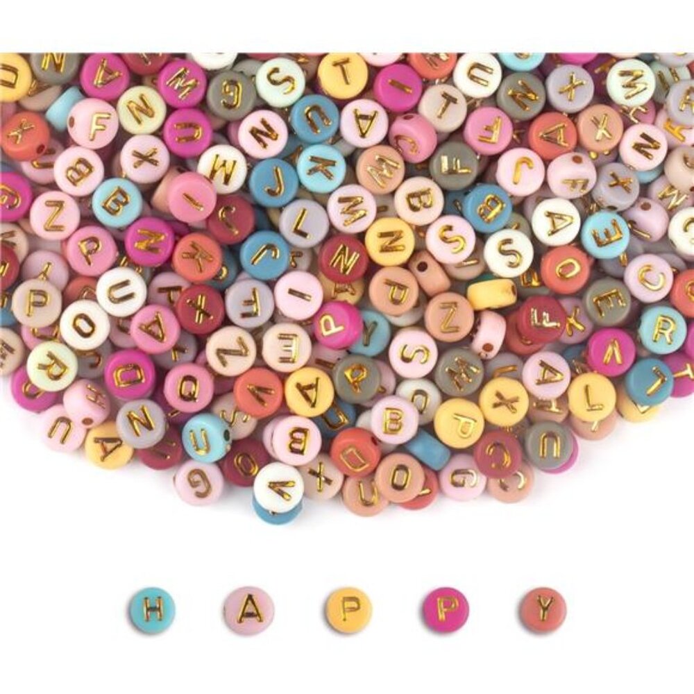 1000PCS Colorful Letter Beads for Threading 4 x 7 MM Acrylic Round Beads